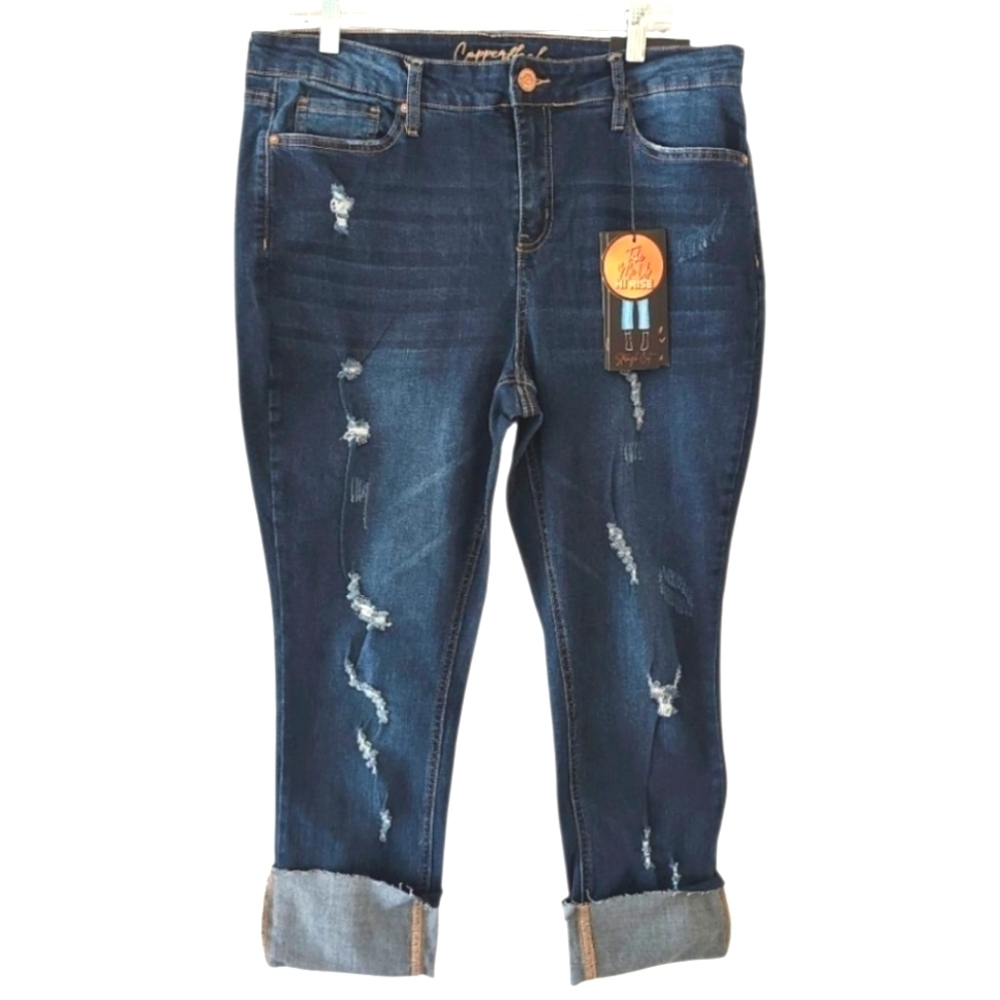 COPPERFLASH Distressed High Rise Jeans Size 14 NWT